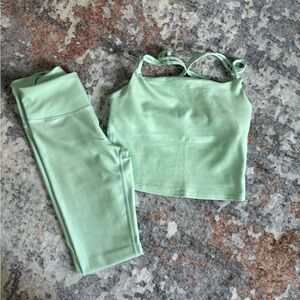 Carbon38 Mint Green Strappy Crop Tank and Leggings Set
